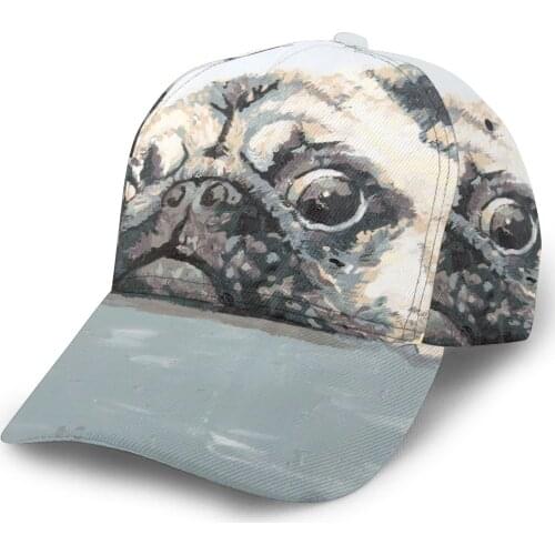 CINESSD 2020 Summer New Unisex Outdoor Sport Sunscreen Baseball Hat Running Visor Cap Cute Pug Drawing