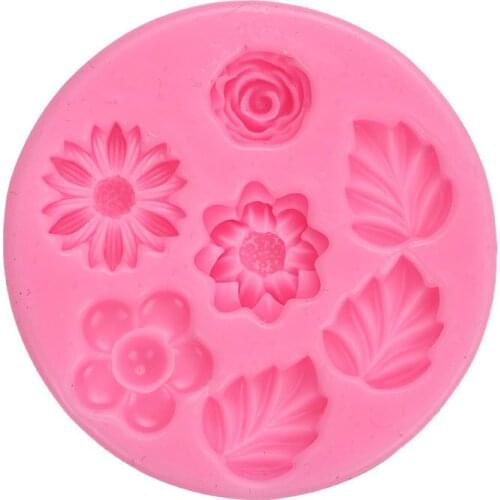 Flower & Leaf Silicone Fondant Cake Mold Cupcake Jelly Candy Chocolate Decoration Baking Tool