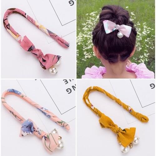 Childrens hair plate ball head flower bud head pearl hair band turban adult baby hair styling tool hair accessories