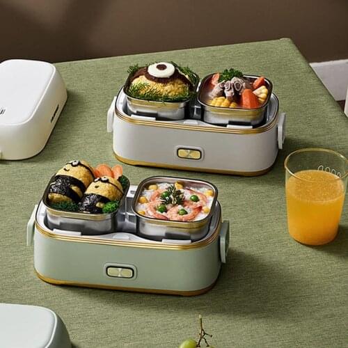 220V Electric Lunch Box Rice Cooker Portable Steam Heat Multicooker Stainless Steel Liner Food Warmer For Home Office 0.9L