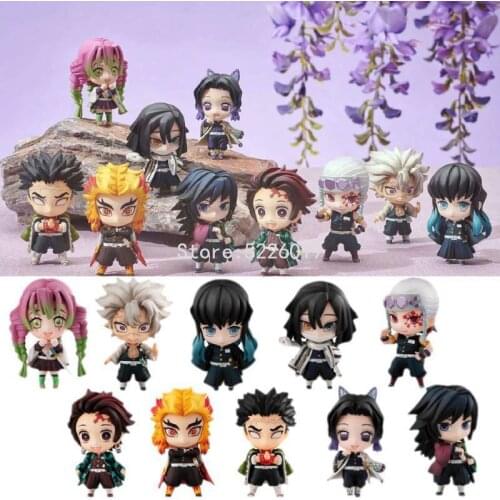 5pcs/lot Anime Kimetsu No Yaiba Figure Demon Slayer Zenitsu Tanjirou Giyuu Tengen Kyoujurou Shinobu Mitsuri Action Figure Toys