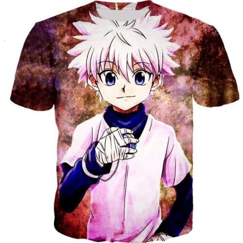 3D Printed Anime Killua Tshirt Hunter X Hunter Hip Hop T-shirt Men Women Fashion Cool Streetwear T Shirt Harajuku Casual TopTees