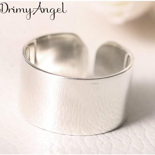 Vintage Silver Color Big Smooth Rings Handmade Adjustable Size Rings For Men Women Christmas Gifts Party Jewelry