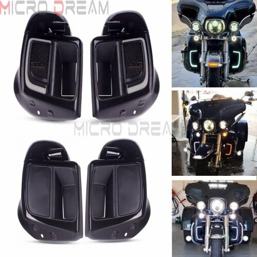 ABS Motorcycle Lower Vented Leg Fairing Glove Box W/ LED For Harley Air-Cooled Touring Road King Electra Street Glide 2014-2020