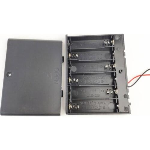 MasterFire 500pcs/lot 6 x 1.5V AA Batteries Holder Plastic Case Storage Box with ON/OFF Switch 6 AA Battery Black Cover
