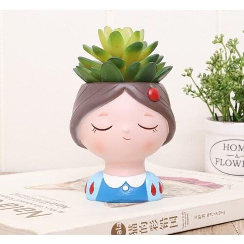 Cute Girls Shaped Resin Flower Pot Succulent Cactus Plant Pots Bonsai Planter for Home Garden Office Desktop Decoration Crafts