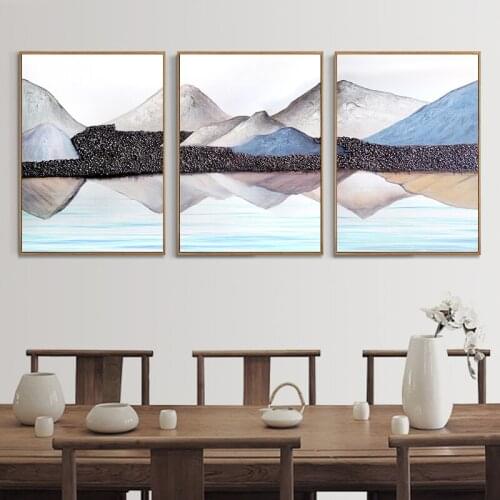 Nordic Poster Coffee Wall Art Chinese Landscape Modular Painting Wall Pictures For Living Room Cuadros Decorativos 3 Panels
