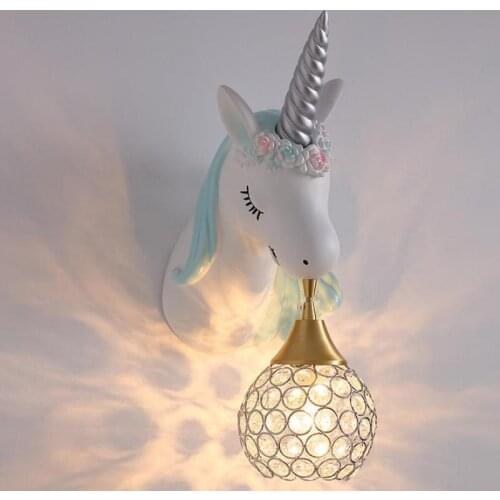 Childrens Room Wall Light Bedside lamp Stair Corridor Personality Nordic led lamp Unicorn Bedroom Living Room Wall Sconce
