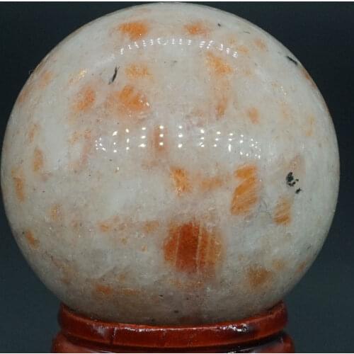 40MM Natural Gemstone Sunstone Sphere Crystal Ball Reiki Healing Globe Home Decor