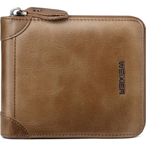 2018 New Fashion Cow Leather Men Wallet Small Vintage Square Wallets High Quality Male Zipper Coin Purses Card Holder Wallet