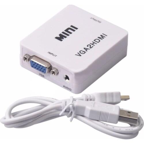 New 1080P Full HD Converter Box Adapter VGA Audio to HDMI Video for PC TV DVD