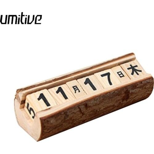 Umitive 2019 Creative Wooden Perpetual Calendar Desk Organizers Decorations office supplies