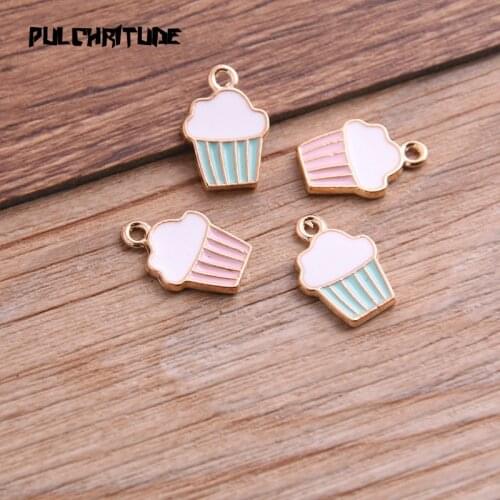 10pcs 11*16mm Two Color Alloy Metal Drop Oil Ice Cream Charms Pendant For DIY Bracelet Necklace Jewelry Making