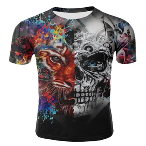Popular skull 3D printed T-shirt mens and womens T-shirts summer casual short-sleeved O-neck streetwear tops and T-shirts