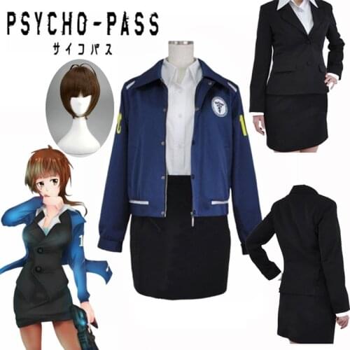 PSYCHO-PASS Akane Tsunemori Public Safety Bureau Uniform Suit Cosplay Costume PSYCHO-PASS Halloween Party Dress Coat Shirt skirt