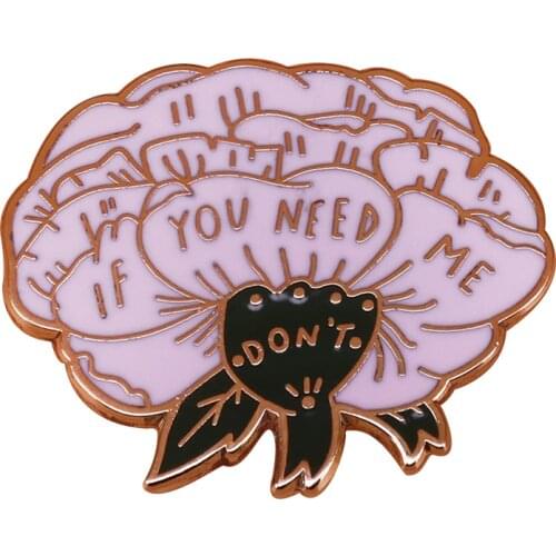 Pure Love If You Need Me Flower Brooch Pins Enamel Metal Badges Lapel Pin Brooches Jackets Fashion Jewelry Accessories