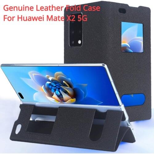Genuine Leather Fold Case for Huawei Mate X2 5G Phone Case for Huawei MateX2 Case Mobile Phone Bracket