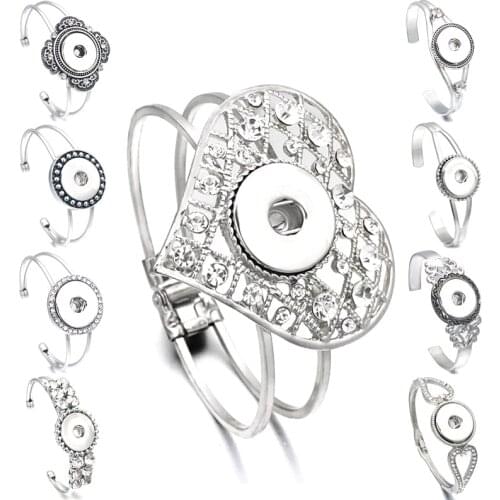 Interchangeable Rhinestone Bracelet Bangle 039 Fit 18mm Snap Button Charms Bracelet For Women Jewelry Gift