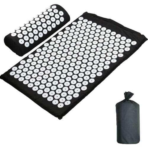 63x38cm Massage Cushion Yoga Acupressure Mat and Pillow Set Neck Back Foot Massager Pain Stress Relief Acupuncture Mat