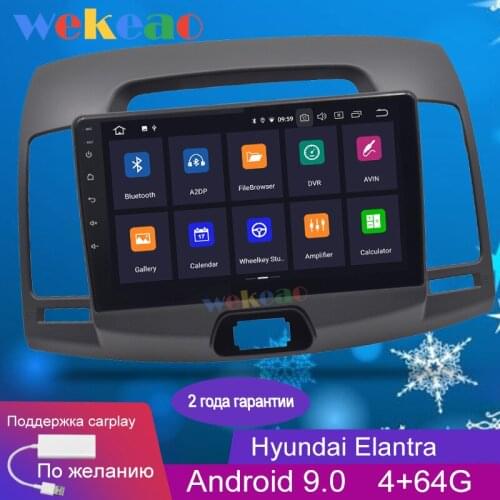 Wekeao 9'' 1 Din Android 9.0 Car Dvd Multimedia Player For Hyundai Elantra Car Radio GPS Navigation Bluetooth Auto Radio WIFI 4g