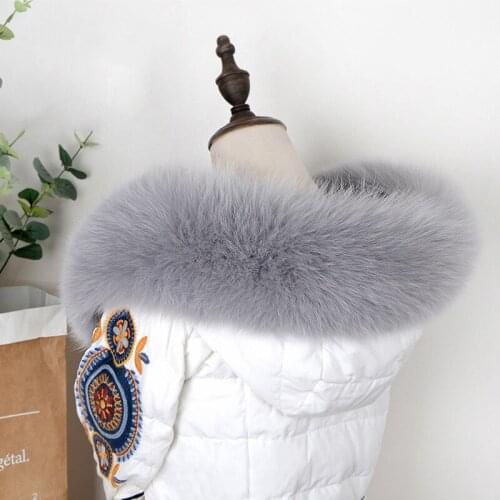 Womens Luxury Real Fur Collar Fox Fur Scarf Detachable Winter Down Coat Hood Trim Natural Fox Straight Scarves Thick Warm Shawl