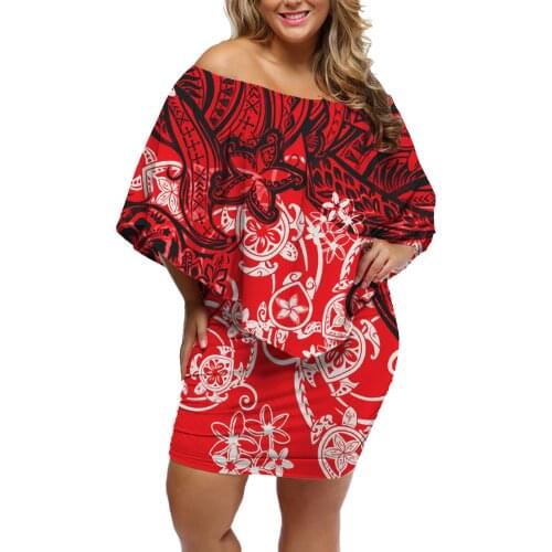 High Quality Wholesale Price Women Floral Club Dress Off Shoulder Ruffle Mini Dress Summer Office Lady Hawaii Print Pencil Dress