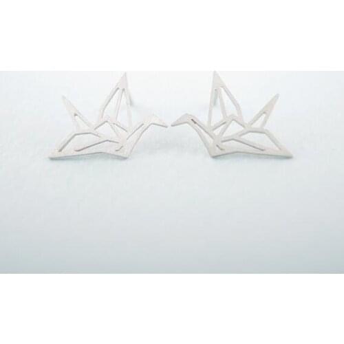 10Pcs/lot 2016 New Stud Earrings Lovely Wild Origami Crane Stud Earrings Flying Blue Birds Ear Studs for Women Party Gifts ED037