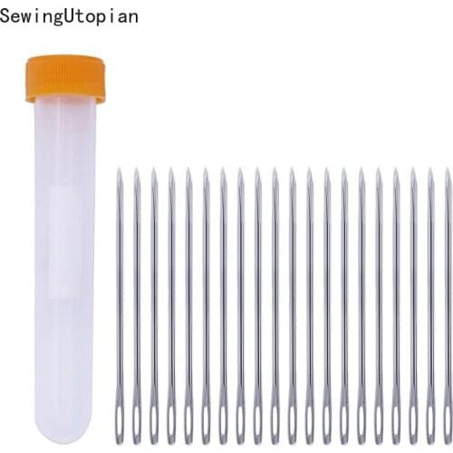 20PCS Leather Needle Triangular Needles Large Eye Stitching Hand Sewing Needle Set Leather Sewing Tool with Bottle 45/58/70mm