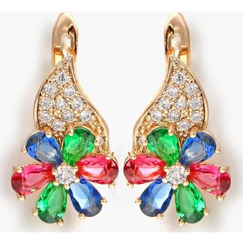 Hanreshe 2019 Drop Earrings Gift Girl Women Cute Colour Crystal Statement Earrings Wedding Hiphop Jewelry Rose Gold Earrings