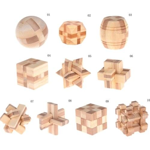 3D Handmade Wooden Kong Ming Luban Lock Kids Children Toy Intellectual Brain Tease Game Puzzle