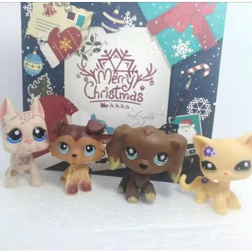 4pcs/bag standing pet shop toys short hair cat collie spaniel great dane and Christmas card kids gift FREE SHOPPING
