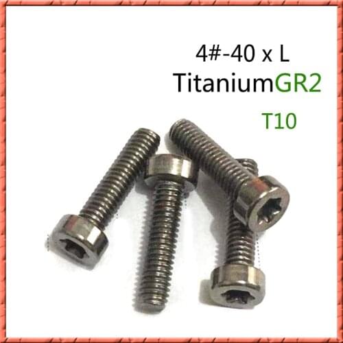50pcs/lot 4#-40xL titanium GR2 American pure T10 screws Cylindrical head plum groove screw ISO14580 Ti Torx grooved screw