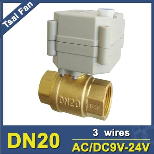 AC/DC9-24V 3/7 Wires 3/4'' Electric Ball Valve With Manual Override And Indicator NPT/BSP Female DN20 Motorized Valve Hot Sale