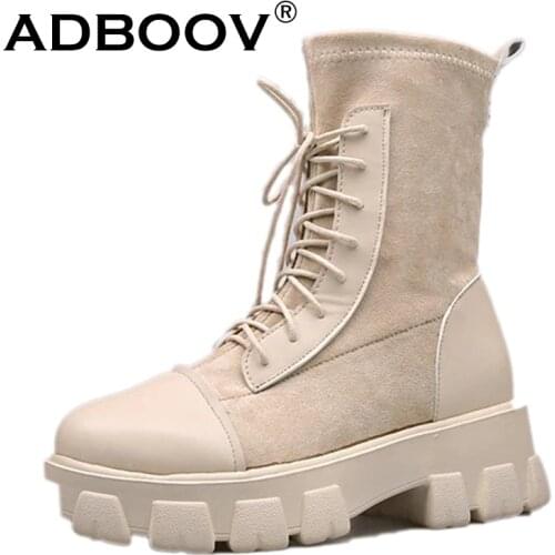 ADBOOV Fall Winter Women Boots Fashion Platform Ankle Boots Shoes Ladies