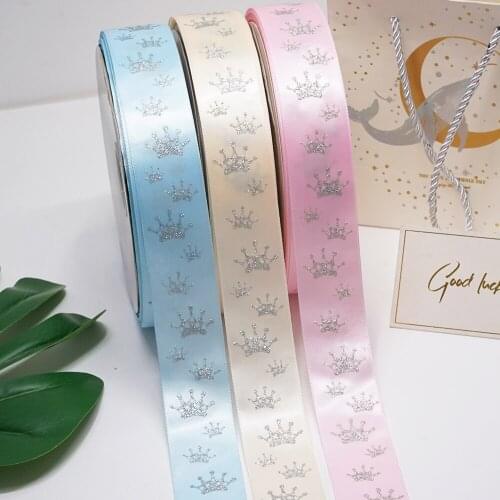 Free shipping crown ribbon single face satin ribbon 100 yards 1.5" ribbon K6301691