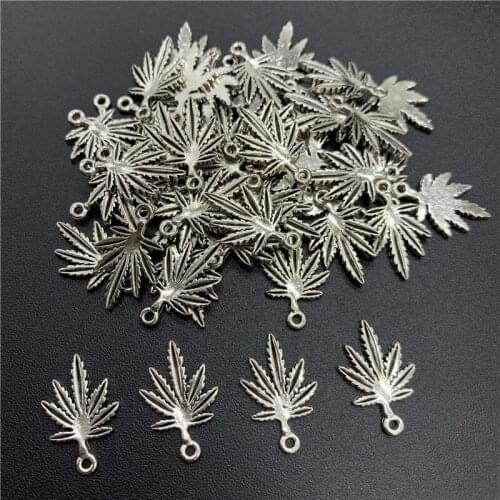 20pcs 20x14mm Alloy Beads Cap Ancient Silver Charms Leaves Shape Pendant Charms For Jewelry Making DIY Accessories