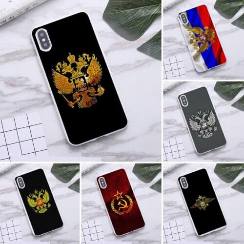 Russia Flag national emblem Phone Case for iPhone 12 mini 11 Pro Max X XR XS 8 7 6s Plus Candy white Silicone Cases