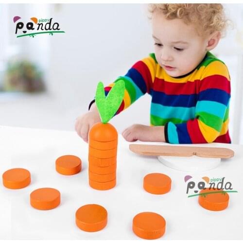 Wooden Simulation Carrot Cutting Toys Kids’Early Educational Elimination Game Montessori Cognitive Interactive Toys Fidget Toys