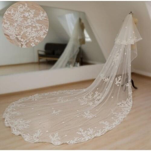 Two Tier Classic Flower Wedding Veil Bridal Veil Flowery Wedding Veil Royal Cathedral Veil Vintage Lace Ivory Bridal Veil Custom