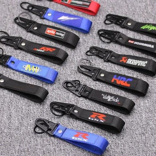 Motorcycle Collectable Strap Embroidery Keyring Keychain For Honda Yamaha Suzuki Ducati BMW Aprilia Kawasaki Key Ring Chain