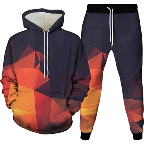 Colorful Art Vortex Pattern Print Men Fashion Clothes Sets Autumn Women Casual Hoodies+Trousers 2Pcs Tracksuit Female Suit 6XL