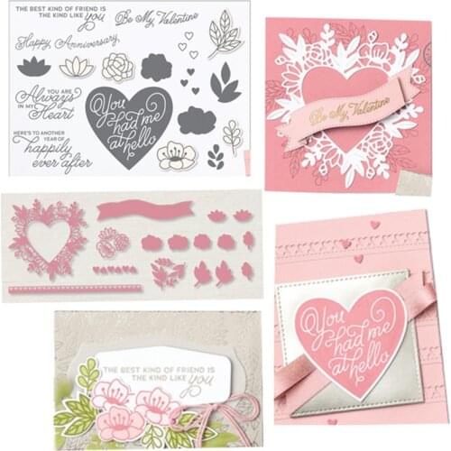 Valentines Day Metal Cutting Dies And Stamps Stencils for DIY Scrapbook Album Photo Embossing Handmade Decorations Making 2021
