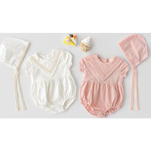 Sweet princess girls costumes cotton lace short sleeve newborn baby jumpsuit for girls onesie clothes summer children outfits