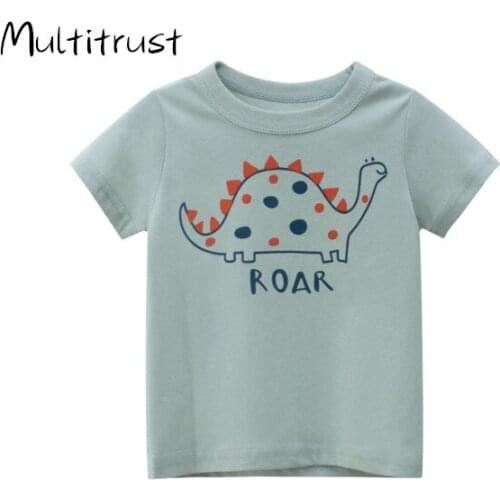 Multitrust 1-9Y Summer Infant Kids Baby Boys Girls T Shirts Cartoon Animal Print Short Sleeve Cotton Pullover Tops