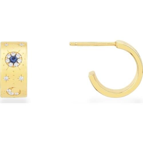 Fashion hot sell 925 sterling silver earrings with two ears studded with stone