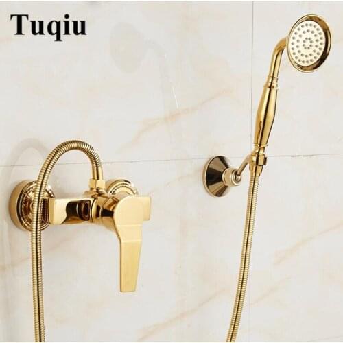 Vidric Gold Bathroom Shower Faucet Set Diverter Spray Banheiro Chuveiro Torneira Hot Cold Mixer Tap Plumbing Sanitary