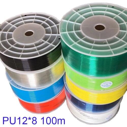 Outside diameter 12mm inside diameter 8mm PU12*8 100m tpu pneumatic hose for air blue red yellow black green transparent