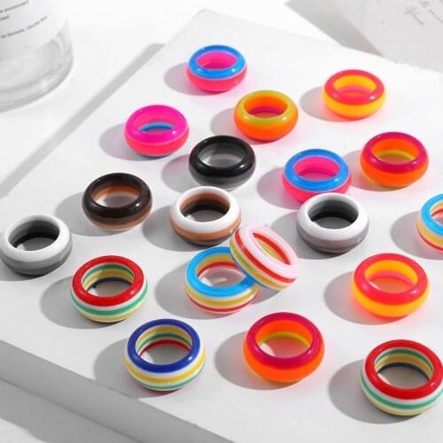 2021 New Colorful Round Chunky Resin Acrylic Rings for Women Girls Aesthetic Friendship Couple Finger Rings Jewelry Gift
