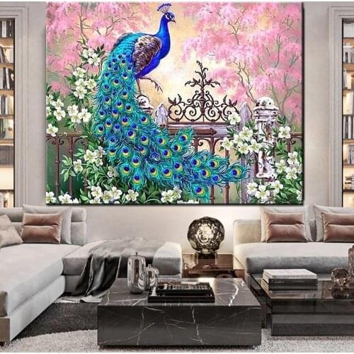 NEW Squar/Round Diamond Painting Peacock 5D Diamond Embroidery Animals DIY Mosaic Needlework Rhinestone Wall Decor