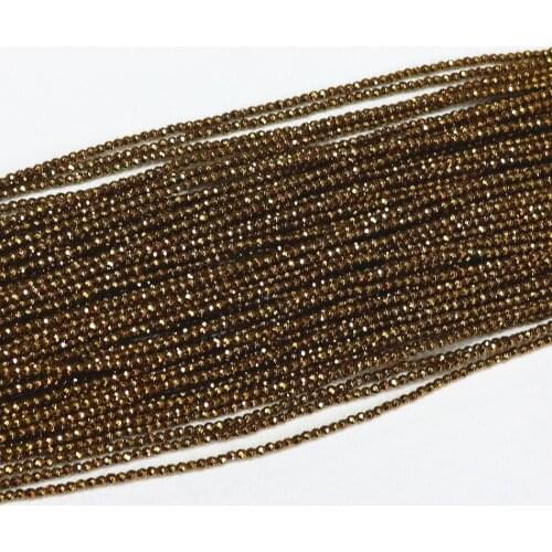 New gold-color hematite stone 2mm 3mm hot sale round faceted loose beads fashion diy high grade Jewelry 15" B466
